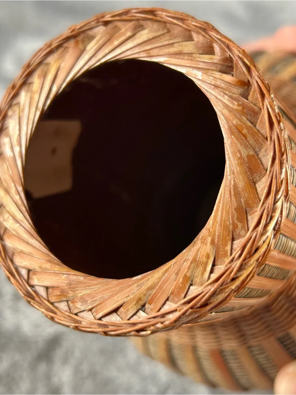 Vintage Wicker Vase Handwoven Rattan Boho‎ Rustic Brown Small Decor